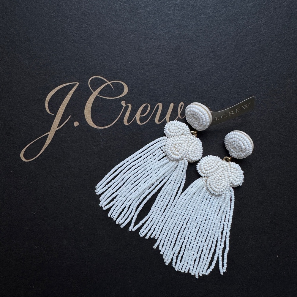 🌱 J. Crew beaded earrings with leather backs